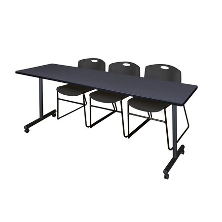Kobe Rectangle Mobile table, 84" W, 29" H, Laminate Top, Gray MKTRCC8424GY44BK